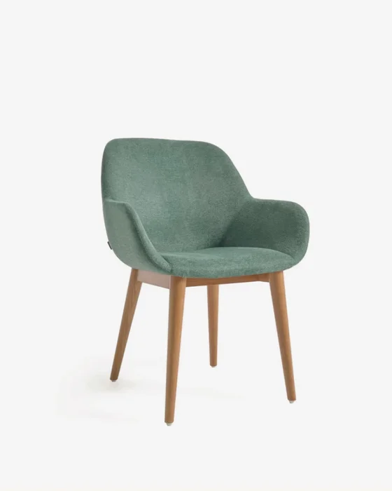 Silla Konna - verde y patas de madera maciza de fresno acabado oscuro en Verde - Sillas, Uruguay | Kavehome