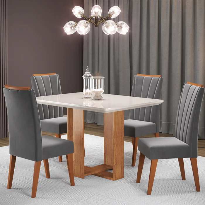 Juego Comedor Mesa 4 Sillas Carvalho/blanco Vicenza en MIEL OFF WHITE - Mesas de comedor, Uruguay | Soy Hogar, vista 2