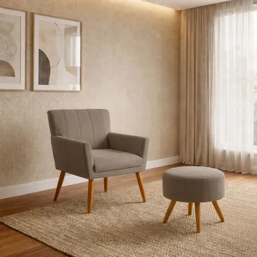 Poltrona Cecilia + Puff - Moderna Hogar en Gris - Butacas, banquetas y puffs, Uruguay | Moderna Hogar