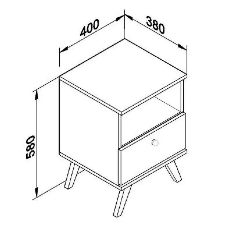 Mesa De Luz Linea Retro Living Dormitorio 1 Cajon Ng Rt3019 en Negro - Mesas de luz, Uruguay | Muebles Express, vista 3