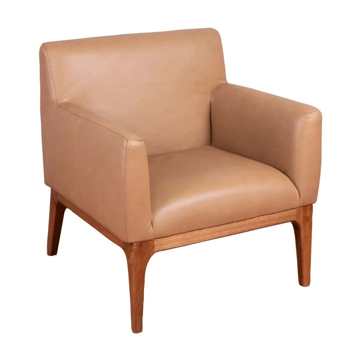 Butaca Cuero-y-madera Marron Tucson Tostado en Beige - Sillones y sofás, Uruguay | Divino, vista 2