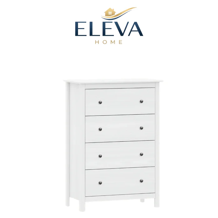 Cómoda 4 cajones Linea Berna - Blanco en Blanco - Cómodas, Uruguay | Nario Hogar