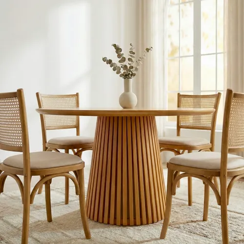 Mesa comedor Miami Redonda 120 CM DIAMETRO en Madera natural - Muebles, Uruguay | Indrana