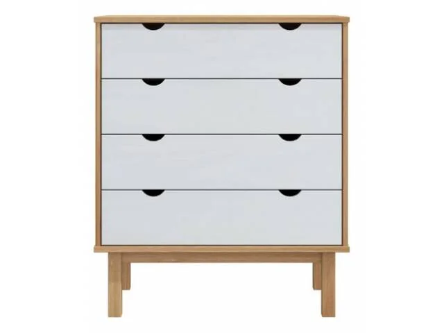 Comoda 4 C Mel/Gris Linea Nordica en Madera Maciza en Mel/Blanco - Cómodas, Uruguay | Que Sal Muebleria