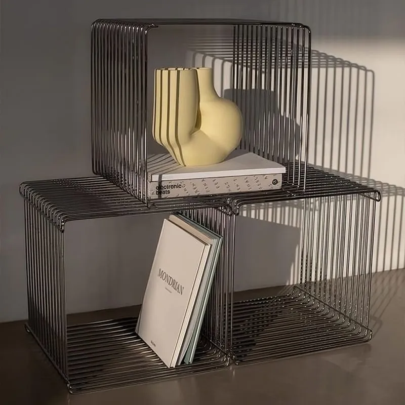 Cubo estante organizador de hierro en Plateado - Decoración, Uruguay | Buho Store
