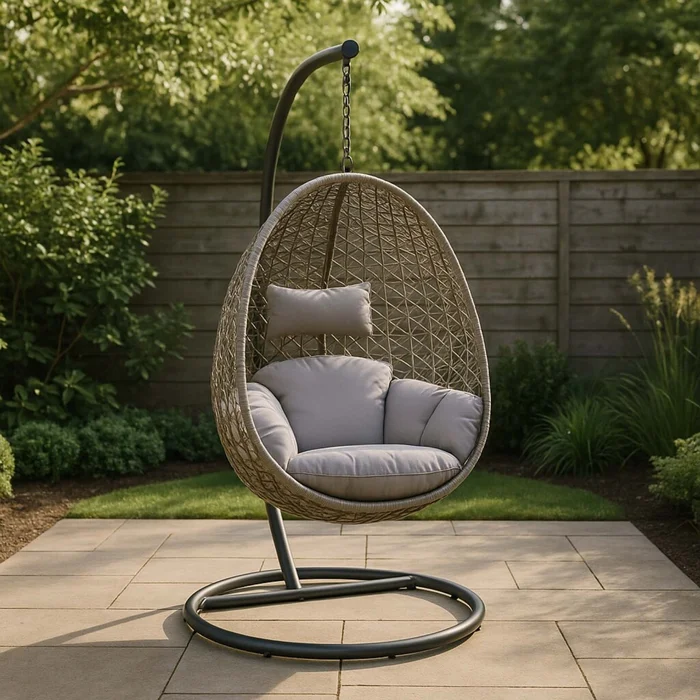 Hamaca Colgante Rattan-sintetico-y-acero Natural-beige Fiji en Beige - Muebles para el exterior, Uruguay | Divino
