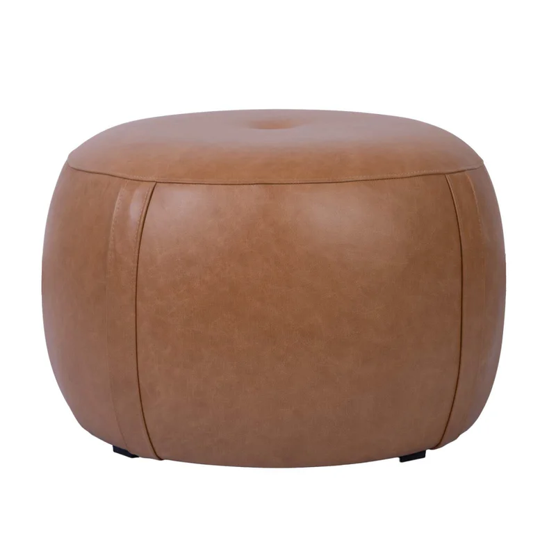 Puff Cuero Marron Olten Camel en Beige - Sillones y sofás, Uruguay | Divino, vista 4