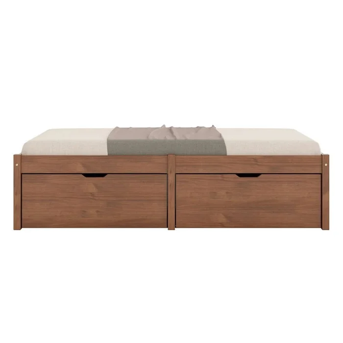 Cama Madera Maciza Con Cajones - 1 plaza - Linea beauty - Marrón en Madera natural - Dormitorio, Uruguay | Ecowood, vista 3