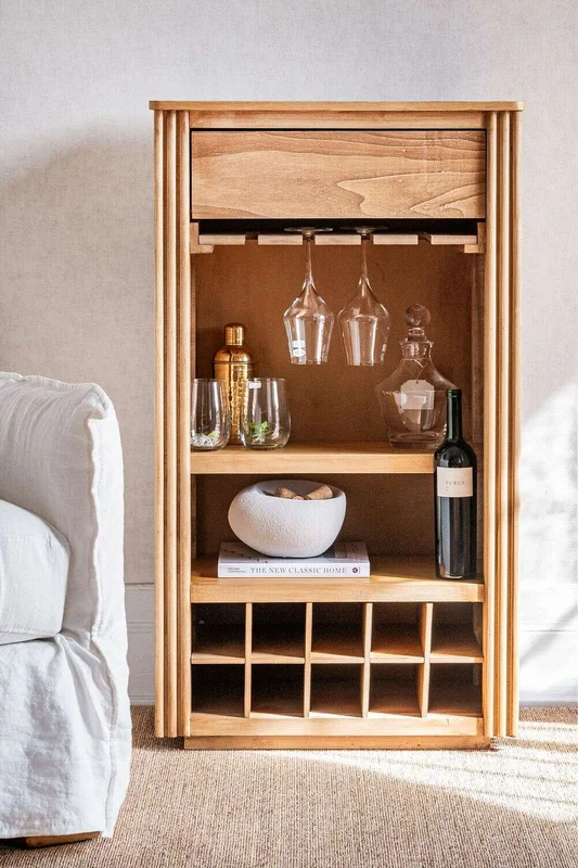 MUEBLE BAR CON BODEGUERO - ALAMO en Madera natural - Bibliotecas, Uruguay | La Iberica, vista 7