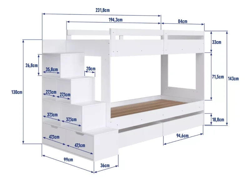 Cucheta Luca – Con Cajones – Blanca - Dormitorio, Uruguay | RM Muebles y Deco, vista 5