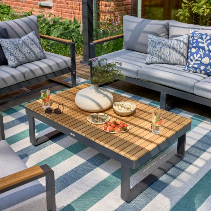 Mesa de centro Persea Antracita Rectangular en Madera natural - Muebles para el exterior, Uruguay | Naterial Uruguay