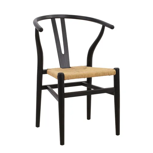 Silla De Comedor Madera Negro Wishbone en Negro - Sillas, Uruguay | Divino