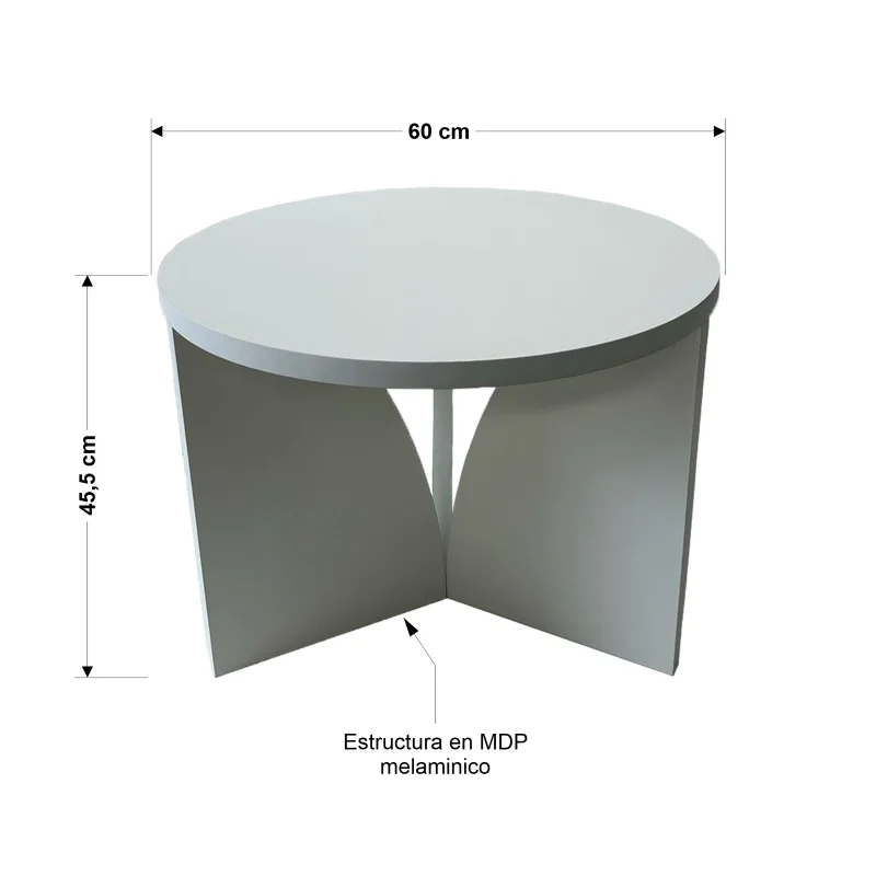 Mesa de Centro Arco 60cm - Blanco en Madera natural - Mesas de living, Uruguay | Berna Home, vista 5