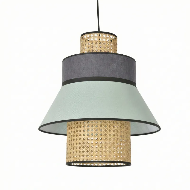 Chroma Rattan – Grey & Mint en Multicolor - Lámparas colgantes, Uruguay | La Perla