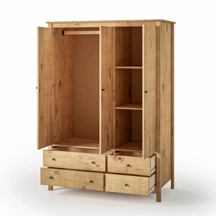Ropero 3 Puertas 4 Cajones - Línea Maden - Marrón en Marrón - Roperos y placares, Uruguay | Ecowood, vista 4