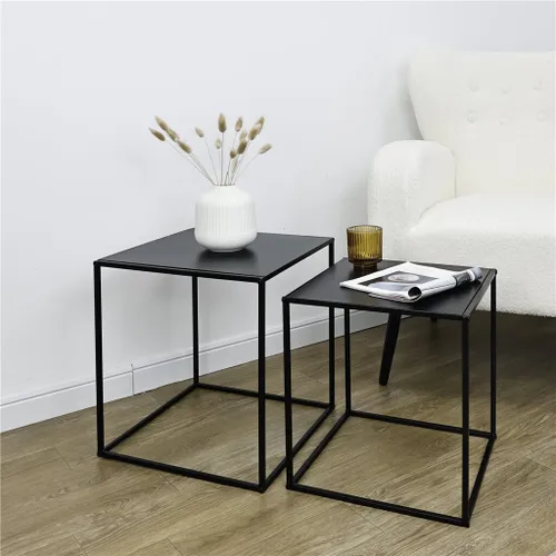 SET 2 MESAS AUX 38X38X41/34X34X37CM METAL NEGRO en Negro - Mesas de comedor, Uruguay | Decohogar