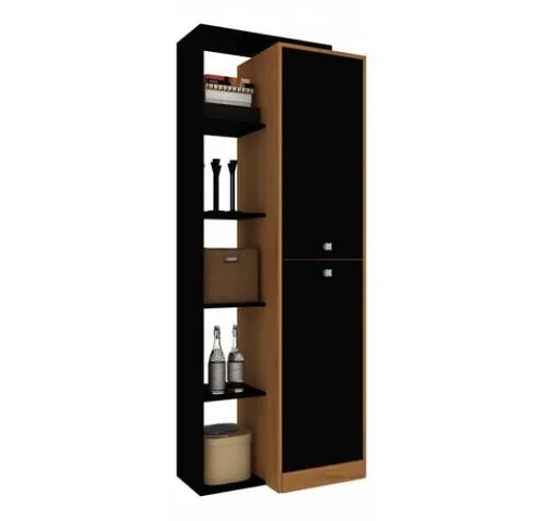 Biblioteca con repisa y 2 puertas Nogal/Negro - Living, Uruguay | Que Sal Muebleria