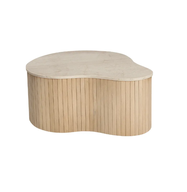 MESA LIVING VERONA ORGANICA MADERA Y MARMOL BOTTOCINO en Madera natural - Mesas de living, Uruguay | Masinfinito Casa