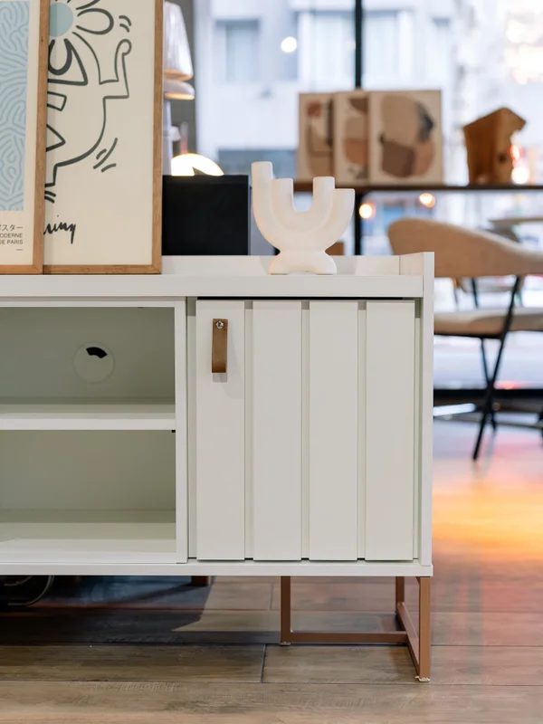 Rack Trendy 180 cm - Blanco (Pie Dorado) en Blanco - Muebles para TV, Uruguay | Berna Home, vista 5