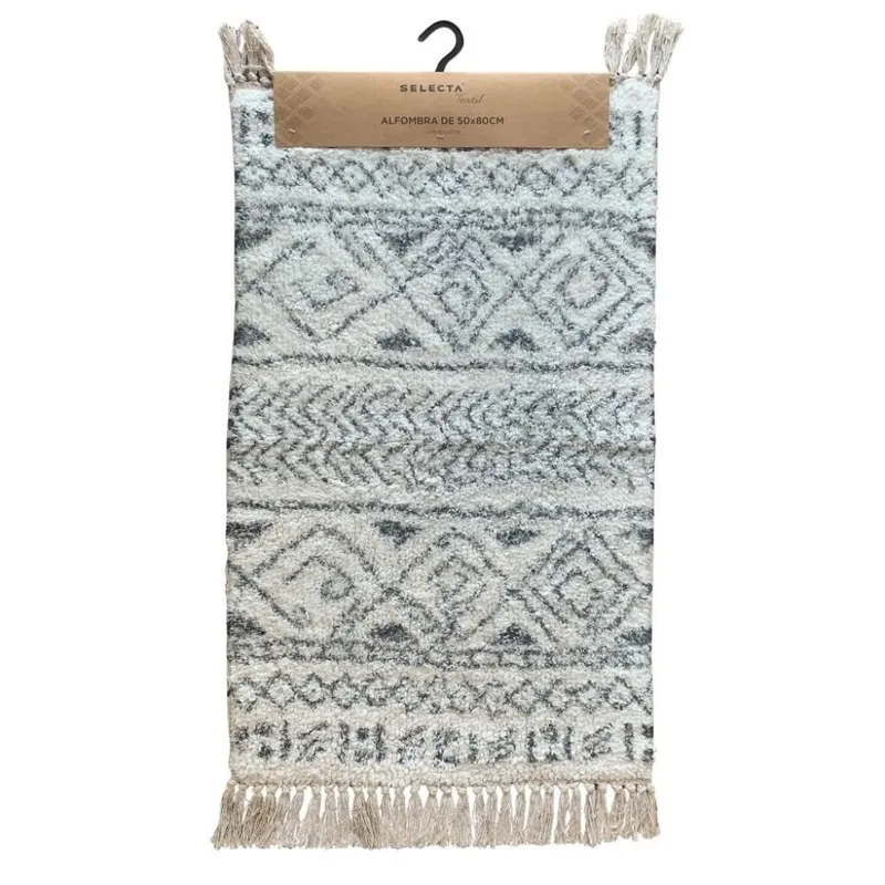 ALFOMBRA 50x80CM TRIBAL BLANCO Y NEGRO en Blanco - Textiles, Uruguay | Decohogar