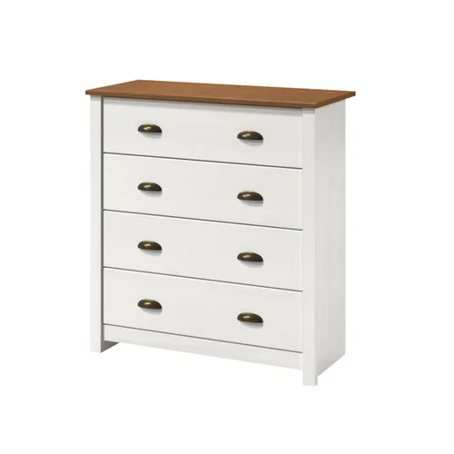 Cómoda 4 cajones - Madera maciza - Linea Colonial - Blanco en Blanco - Cómodas, Uruguay | Rústico Hogar