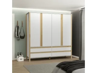 Ropero Combinado Madera 4Puertas, 4Cajones en Blanco - Escritorios, Uruguay | Quesal, vista 4