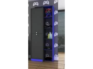 Biblioteca con repisa y 2 puertas Nogal/Negro en avena/blanco, avena/negro, negro/rojo, negro/azul, negro/verde - Bibliotecas, Uruguay | Quesal, vista 3