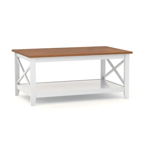 Mesa de Living Open - Blanco/Roble en Multicolor - Mesas de living, Uruguay | La Cueva Muebles