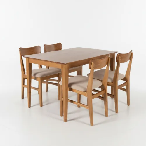 Juego de Comedor Olmo - Mesa 120 + 4 sillas - 0001 (Miel) en Marrón - Mesas de comedor, Uruguay | NYR