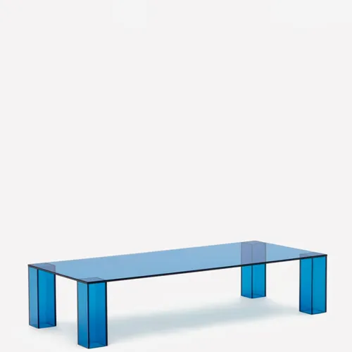 Mesa de centro Adularia de cristal templado - azul 140 x 60 cm en Azul - Mesas de living, Uruguay | Kavehome