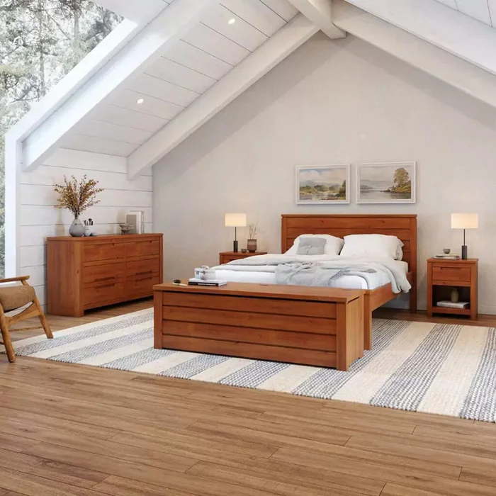 Cama 2 Plazas Madera Natural-beige Fresno en Madera natural - Dormitorio, Uruguay | Divino