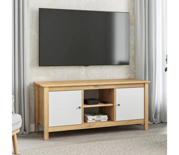 Rack 2 Puertas Mari Blanco/miel 1.10 en Madera natural - Muebles para TV, Uruguay | Albanés, vista 3