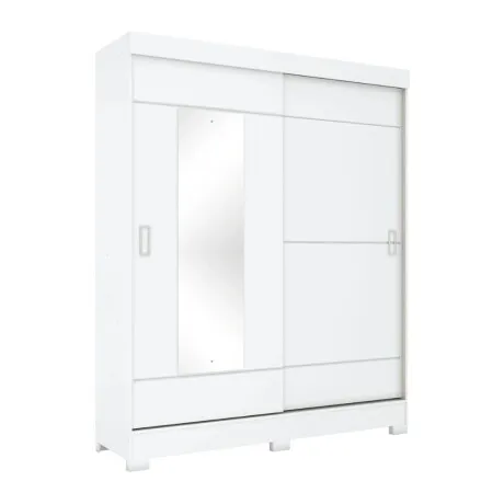Ropero 2 puertas corredizas con espejo en Blanco - Roperos y placares, Uruguay | La Cueva Muebles