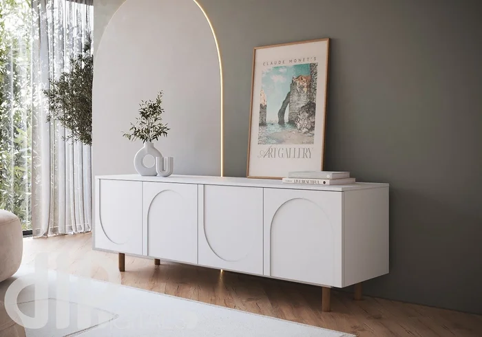 Rack Arco 180 cm - Blanco en Madera natural - Muebles para TV, Uruguay | Berna Home, vista 9