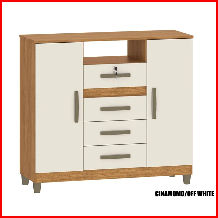 Comoda 4 cajones + 2 puertas – Angra en Multicolor - Cómodas, Uruguay | Punto Unión