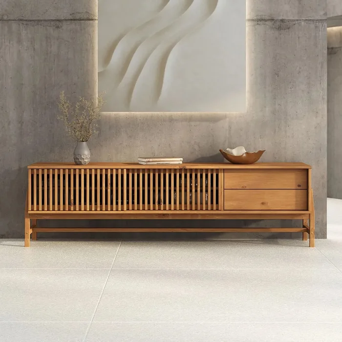 Rack TV 180cm Ader - Madera Maciza en Madera natural - Muebles para TV, Uruguay | Balton, vista 2