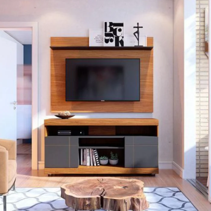 Rack Tv Living 2 Puertas Estantes Ruedas Hasta 55 Pulgadas en NOCE MILANO/ NEGRO MATE - Muebles para TV, Uruguay | Soy Hogar, vista 4