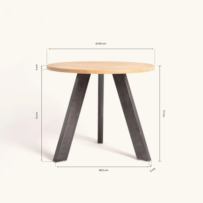 Mesa redonda de comedor Renne en Madera natural - Mesas de comedor, Uruguay | Tree House Deco, vista 4