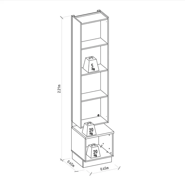 Modulo Cristalero - Magnum 45CM con Led en negro que refuerzan - Muebles para TV, Uruguay | Balton, vista 6