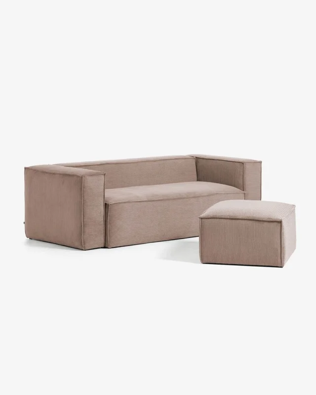 Reposapiés Blok 90 x 70 cm - pana rosa en Rosa - Butacas, banquetas y puffs, Uruguay | Kavehome, vista 4