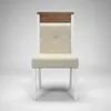Silla tapizada en tela beige, patas en color blanco - PRODUCTO CON PEQUEÑOS DETALLES. en Madera natural - Sillas, Uruguay | Champagne Home, vista 5 de 5