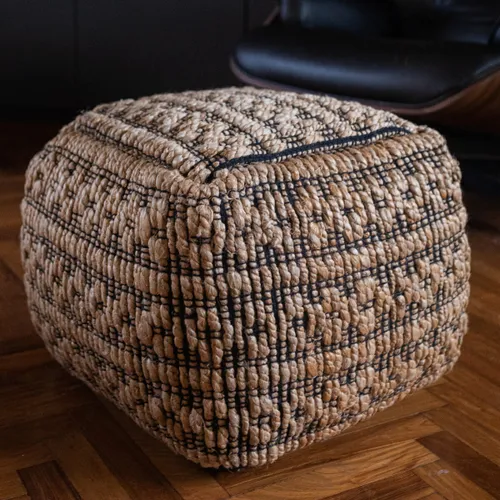 Puff almohadón de piso tejido de yute 40cm - Butacas, banquetas y puffs, Uruguay | Buho Store