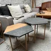 Mesa de Centro Idea (Mármol Gris/Marrón Claro y Hierro Dorado) - Mesas de living, Uruguay | Berna home, vista 2 de 3