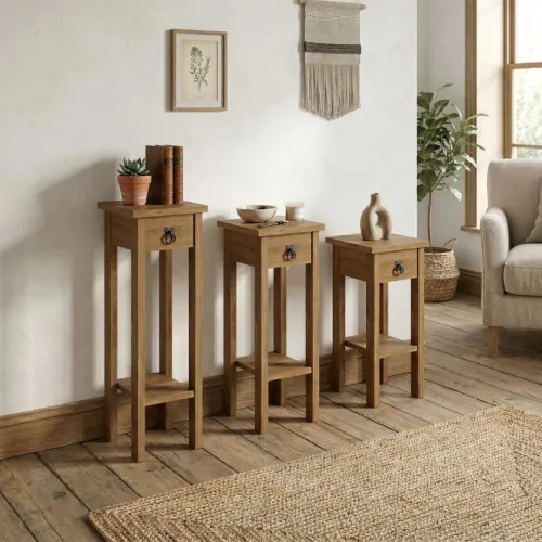 Conjunto Set De Mesas - Línea Monterrey - Nogal en Marrón - Mesas de arrimo, Uruguay | Ecowood