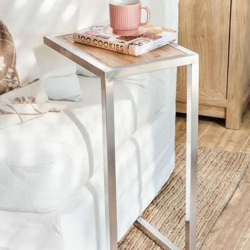 MESA AUXILIAR - OLMO Y ACERO en Madera natural - Mesas de living, Uruguay | La Iberica