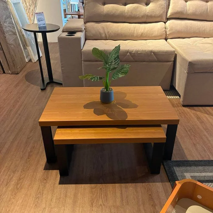 Conjunto de Mesas Ratonas Industrial 100% MDF - Linea Factory en Madera natural - Mesas de living, Uruguay | Balton, vista 5