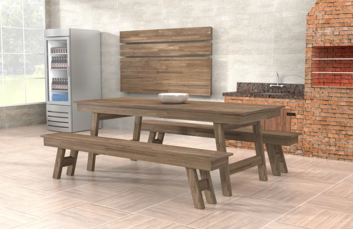 MH- JUEGO DE BARBACOA EN MADERA EUCALIPTO RUSTICO en Marrón - Mesas de comedor, Uruguay | Alfa Ventas, vista 3