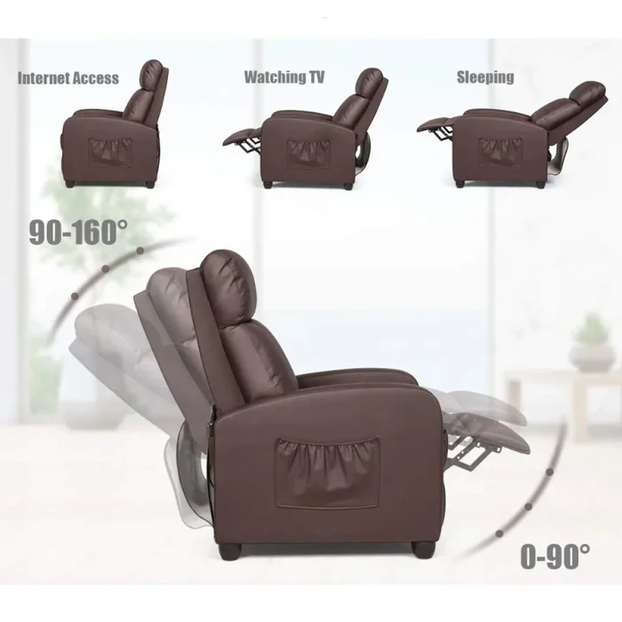 Sillon reclinable 1 cuerpo con masajeador y calefaccion - Marrón en Marrón - Sillones y sofás, Uruguay | La Cueva Muebles, vista 4