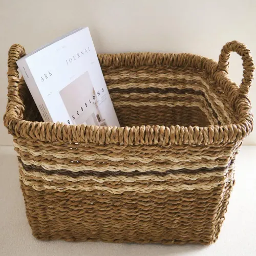 CESTA RECTANGULAR FRANJAS en Marrón - Canastos, Uruguay | Zara Home