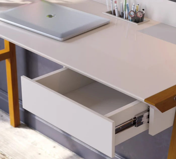 Escritorio Job - Cajón y Estante - Línea Manhattan - Blanco en Beige - Escritorios y sillas de escritorio, Uruguay | Rústico Hogar, vista 3